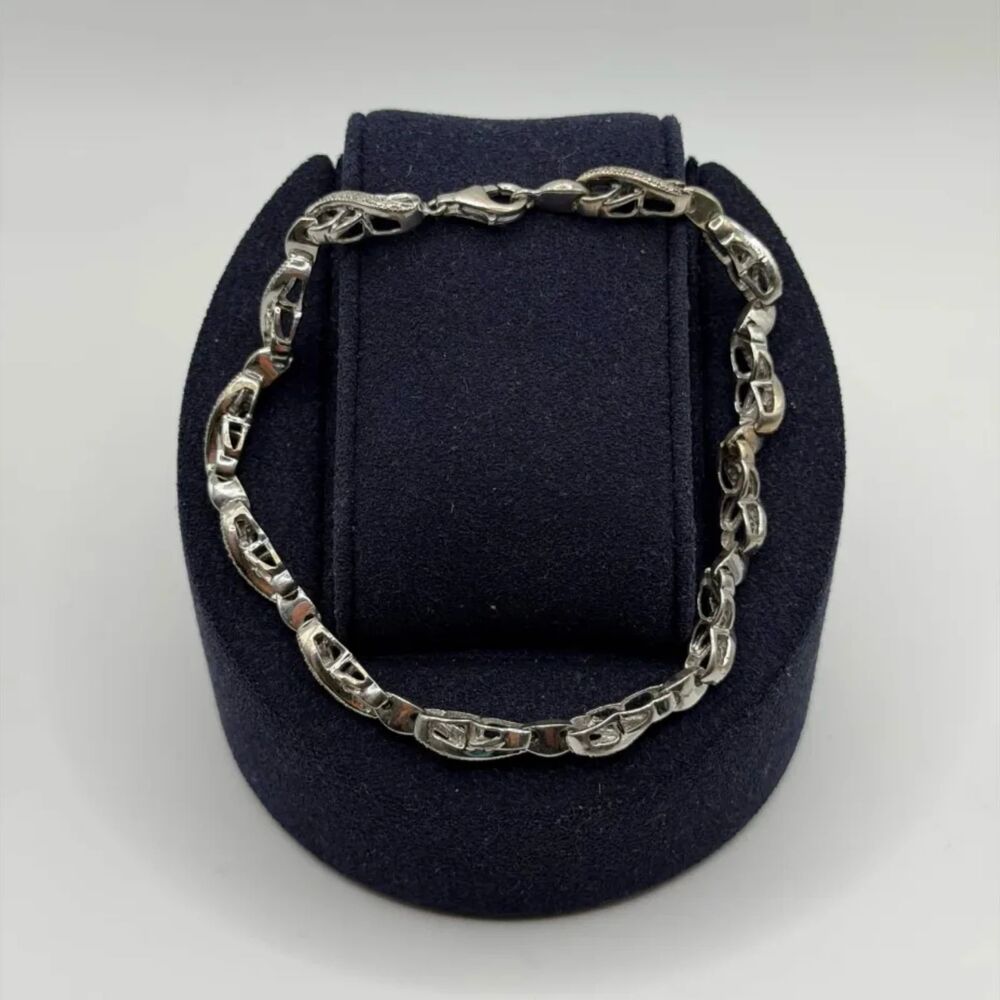 Vintage Sterling Silver .925 Infinity Twist Link Bracelet